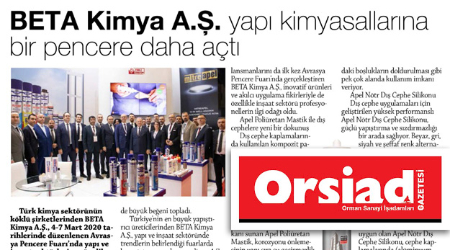 BETA Kimya A.Ş. Yapı Kimyasallarına Bir Pencere Daha Açtı