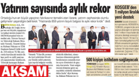 Yatırım Sayısında Aylık Rekor