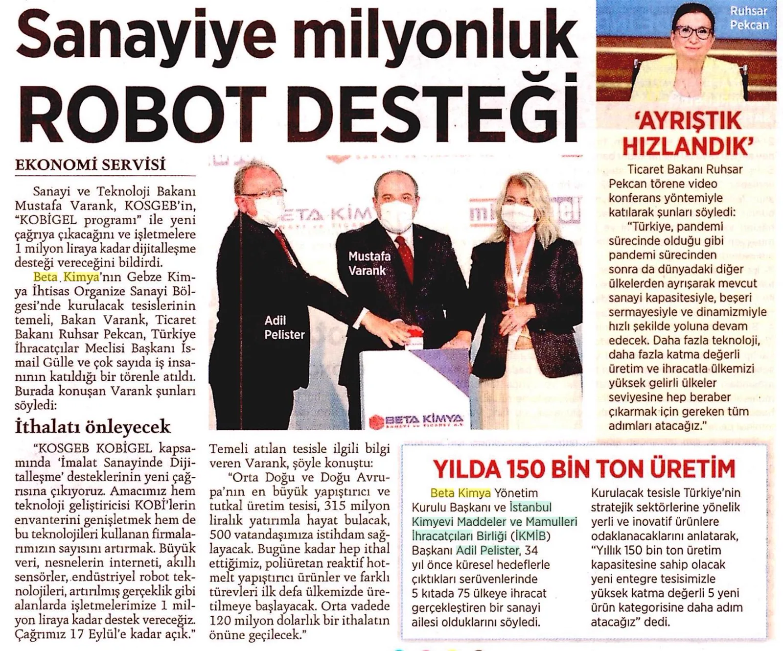 Sanayiye Milyonluk ROBOT DESTEĞİ